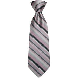 Paul Dione Vintage 100% Silk Wide Tie 4" x 60" Pink Gray Striped Necktie